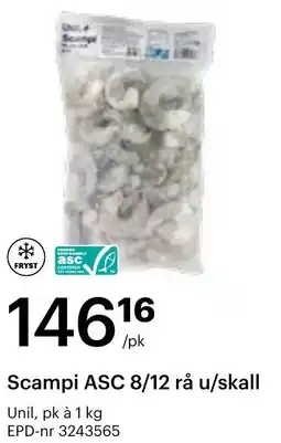 Storcash Scampi ASC 8/12 rå u/skall tilbud