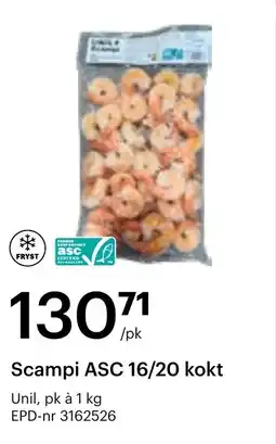 Storcash Scampi ASC 16/20 kokt tilbud