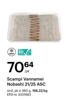 Storcash Scampi Vannamei Nobashi 21/25 ASC tilbud