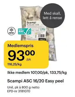 Storcash Scampi ASC 16/20 Easy peel tilbud