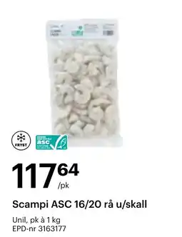Storcash Scampi ASC 16/20 rå u/skall tilbud