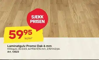 Byggmax Laminatgulv Promo Oak 6 mm tilbud