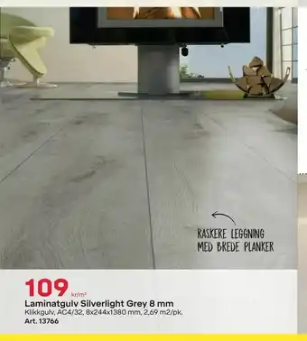 Byggmax Laminatgulv Silverlight Grey 8 mm tilbud