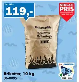 Biltema Briketter, 10 kg tilbud