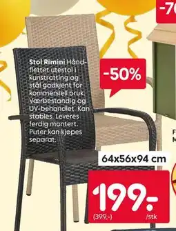 Rusta Stol Rimini tilbud