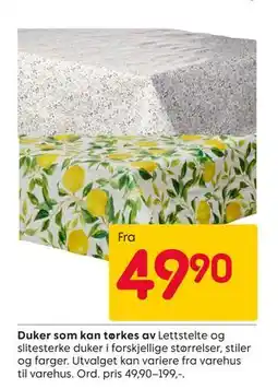 Rusta Duker som kan tørkes av tilbud