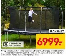 Rusta Trampoline inkludert sikkerhetsnett Adrenalin Advanced tilbud