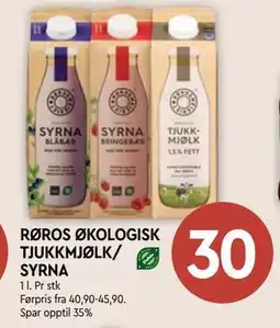 Coop Mega RØROS ØKOLOGISK TJUKKMJØLK/ SYRNA tilbud