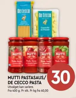 Coop Mega MUTTI PASTASAUS/ DE CECCO PASTA tilbud