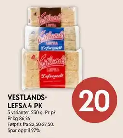 Coop Mega VESTLANDSLEFSA 4 PK tilbud