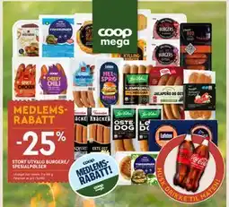 Coop Mega STORT UTVALG BURGERE/ SPESIALPØLSER tilbud