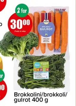 Spar Brokkolini/brokkoli/gulrot tilbud