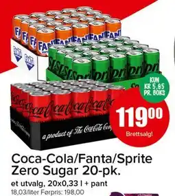 Spar Coca-Cola/Fanta/Sprite Zero Sugar 20-pk tilbud