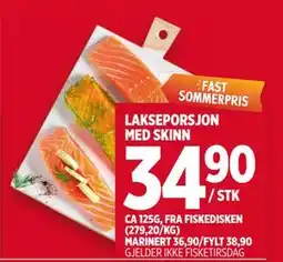 Meny LAKSEPORSJON MED SKINN tilbud