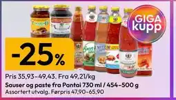 Gigaboks Sauser og paste fra Pantai 730 ml / 454–500 g tilbud