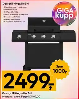 Gigaboks Gassgrill Kingsville 3+1 tilbud