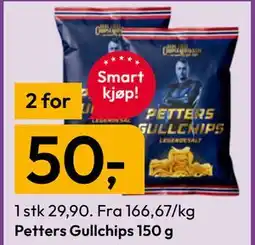 Gigaboks Petters Gullchips 150 g tilbud