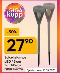 Gigaboks Solcellelampe LED 43 cm tilbud
