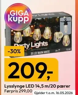 Gigaboks Lysslynge LED 14,5 m/20 pærer tilbud
