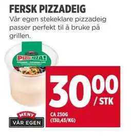 Meny FERSK PIZZADEIG tilbud