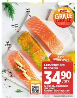 Meny LAKSEPORSJON MED SKINN tilbud