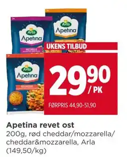 Meny Apetina revet ost tilbud