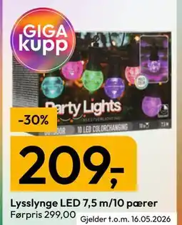 Gigaboks Lysslynge LED 7,5 m/10 pærer tilbud
