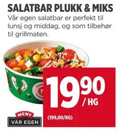 Meny SALATBAR PLUKK & MIKS tilbud