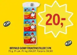 Coop Prix BRYNILD GOMP FRUKTPASTILLER 3 PK tilbud