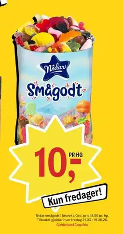 Coop Prix Nidar smågodt i løsvekt tilbud
