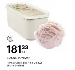 Storcash Hennig-Olsen Fløteis Jordbær tilbud