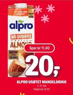 Coop Extra ALPRO Usøtet mandeldrikk tilbud