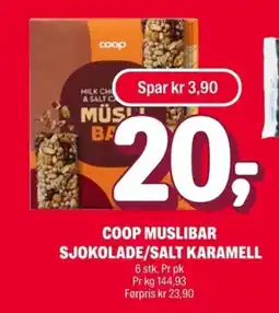 Coop Extra COOP Muslibar sjokolade/salt karamell tilbud