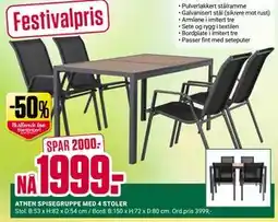 Europris ATHEN SPISEGRUPPE MED 4 STOLER tilbud