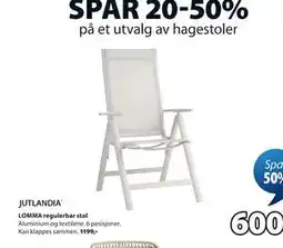 JYSK LOMMA regulerbar stol tilbud