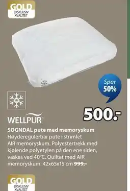 JYSK SOGNDAL pute med memoryskum tilbud