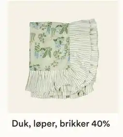 Kid Interiør Duk, løper, brikker 40% tilbud