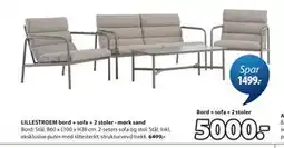 JYSK LILLESTROEM bord + sofa + 2 stoler - mørk sand tilbud