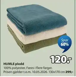 JYSK HUMLE pledd tilbud