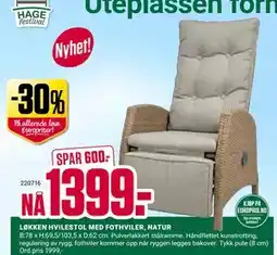 Europris LØKKEN HVILESTOL MED FOTHVILER, NATUR tilbud