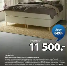 JYSK HEMLA kontinentalseng sand-91 + BRYA overmadrass tilbud