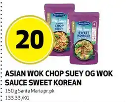 Bunnpris ASIAN WOK CHOP SUEY OG WOK SAUCE SWEET KOREAN tilbud