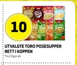 Bunnpris UTVALGTE TORO POSESUPPER RETT I KOPPEN tilbud