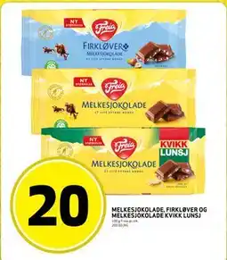 Bunnpris Melkesjokolade, Firkløver og Melkesjokolade Kvikk lunsj tilbud