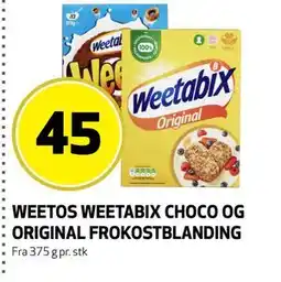 Bunnpris WEETOS WEETABIX CHOCO OG ORIGINAL FROKOSTBLANDING tilbud