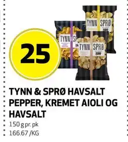 Bunnpris TYNN & SPRØ HAVSALT PEPPER, KREMET AIOLI OG HAVSALT tilbud