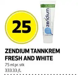Bunnpris ZENDIUM TANNKREM FRESH AND WHITE tilbud