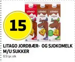 Bunnpris LITAGO JORDBÆR- OG SJOKOMELK M/U SUKKER tilbud