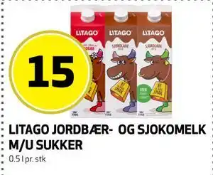 Bunnpris LITAGO JORDBÆR- OG SJOKOMELK M/U SUKKER tilbud
