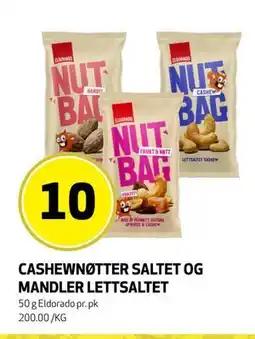 Bunnpris CASHEWNØTTER SALTET OG MANDLER LETTSALTET tilbud